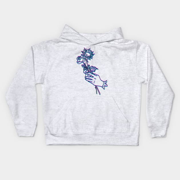 Trippy Hands Rose/Sunflower Kids Hoodie by HAPHEART.COM